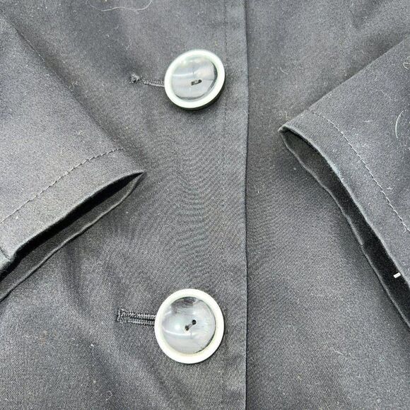 Pendleton Womens Black Trench Size 4 Cotton Polka Dot Lining and Collar Pockets - Picture 2 of 6